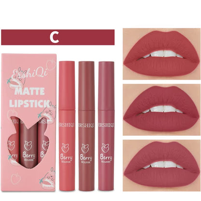 3Colors/Set Matte Lipgloss Wholesale Cheap Liquid Lipstick Kit Makeup Lip Gloss Set Batom Long Lasting Sexy Nude Lipstick Makeup