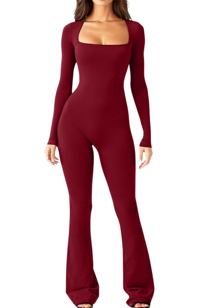 Long Sleeve Flared Jumpsuit