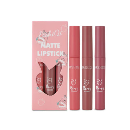 3Colors/Set Matte Lipgloss Wholesale Cheap Liquid Lipstick Kit Makeup Lip Gloss Set Batom Long Lasting Sexy Nude Lipstick Makeup