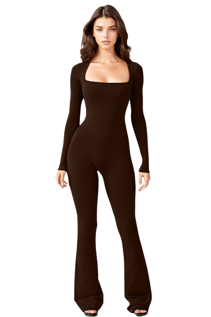 Long Sleeve Flared Jumpsuit