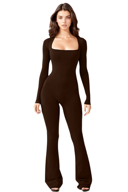 Long Sleeve Flared Jumpsuit