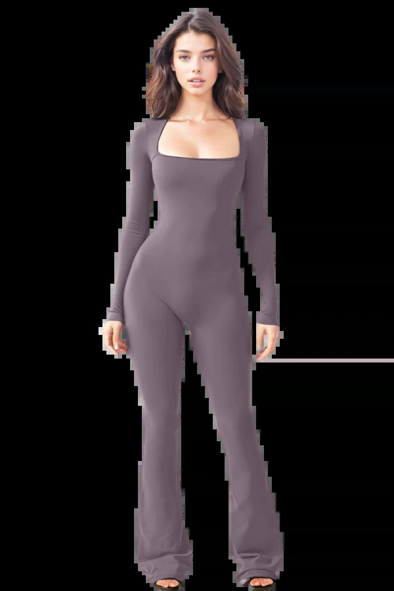 Long Sleeve Flared Jumpsuit