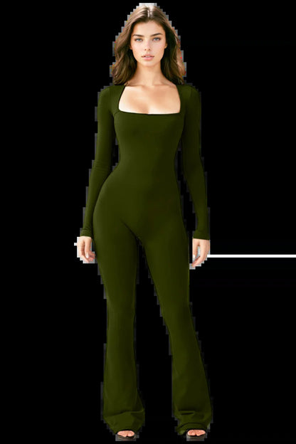 Long Sleeve Flared Jumpsuit